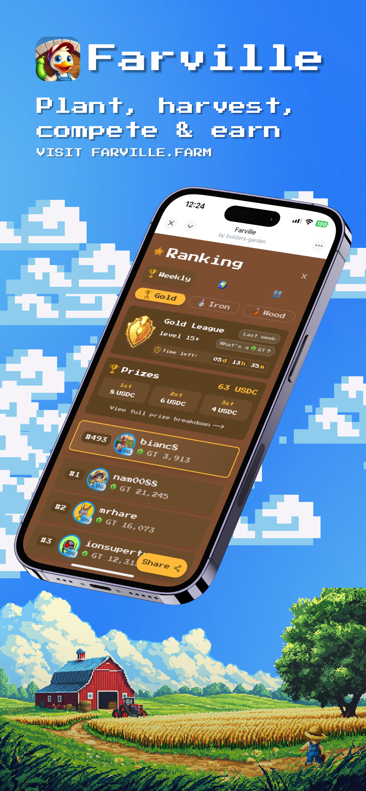 Play Farville Dev - Farcaster Mini Apps screenshot